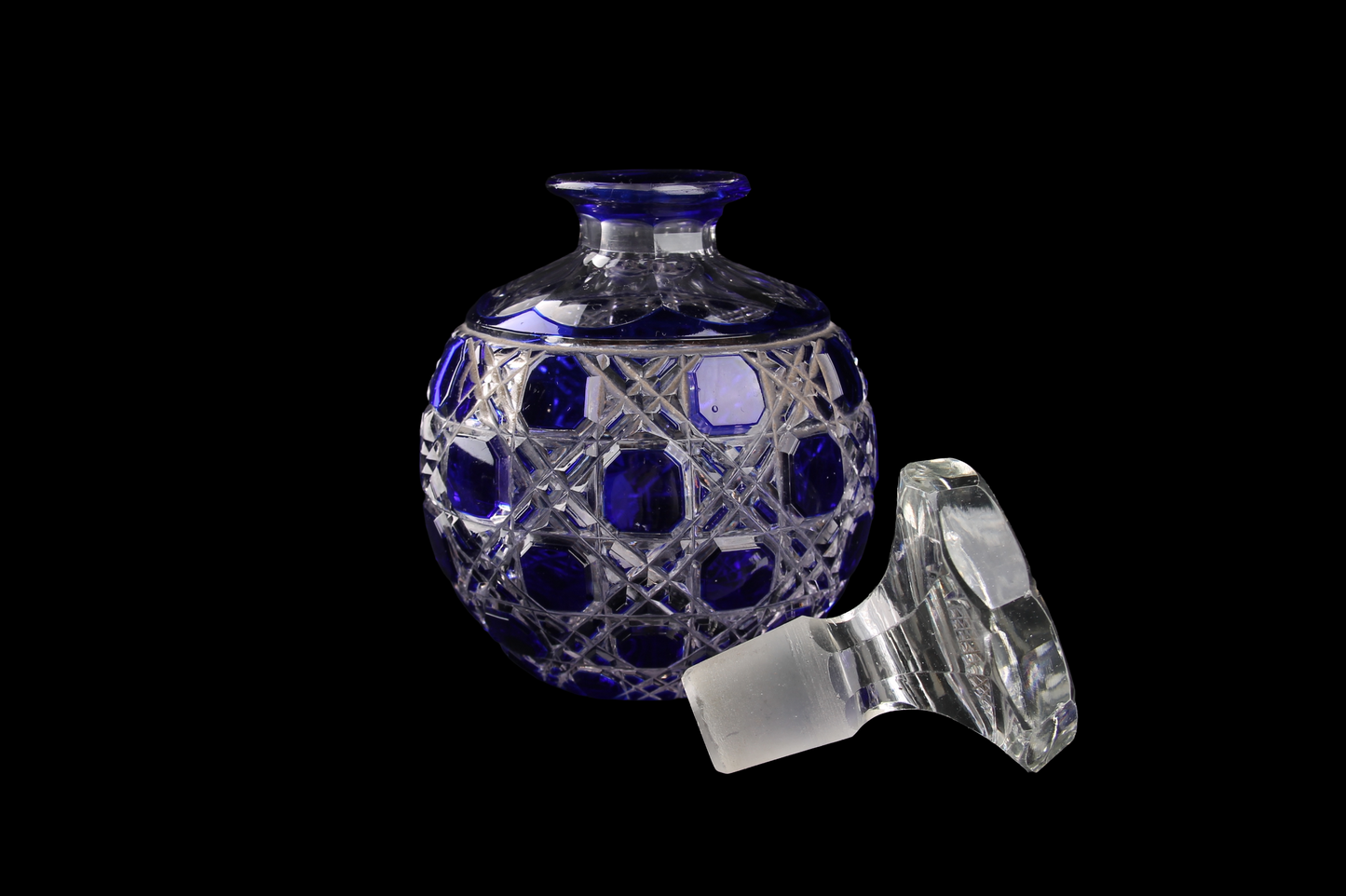 Gran Perfumero Cristal de Bohemia Azul Cobalto 1930